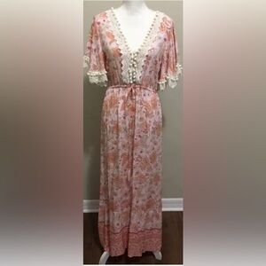 Anany Women’s Maxi Floral Phoebe Buffay Bohemian Hippie Maxi Dress Size Medium